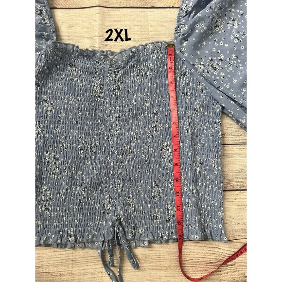 New Blush Bj Plus Size Ash‎ Blue Floral Crop Top Women's Size 2XL - Picture 11 of 11